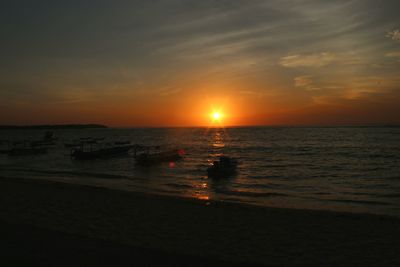 Scenic view of sea at sunset