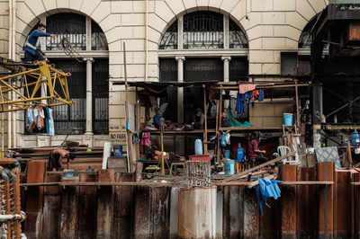 Clothes hanging on built structure