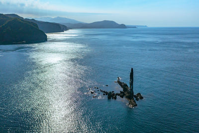 High angle view of sea against sky