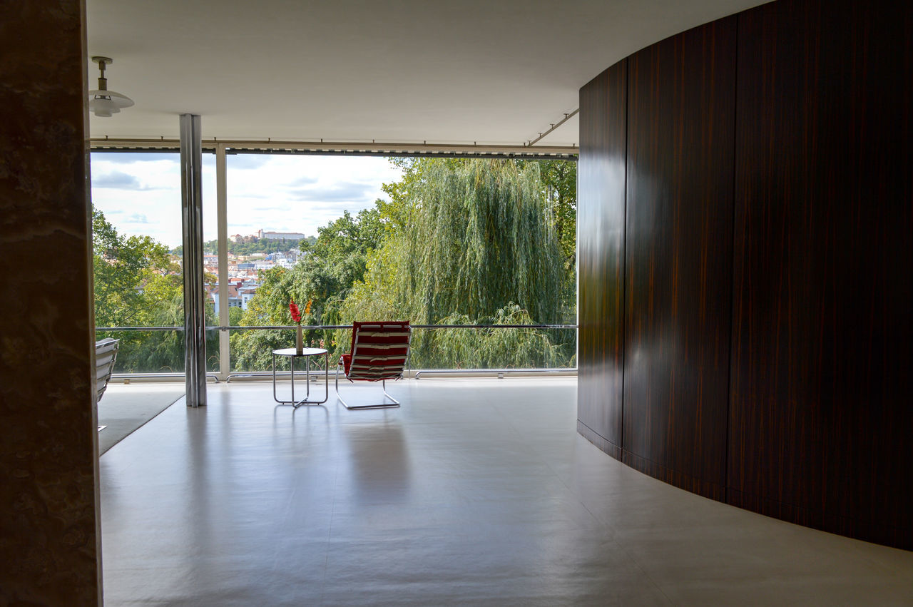 chair, indoors, empty, table, no people, absence, home interior, window, tree, day, furniture, hardwood floor, seat, curtain, growth, architecture, home showcase interior, nature, beauty in nature, sky