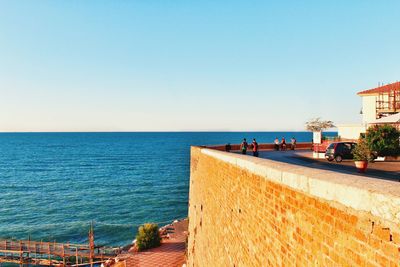 Scenic view of sea against clear sky