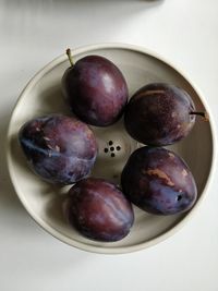 High angle view of grapes in plate