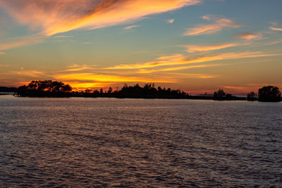 Scenic view of sea against sky at sunset