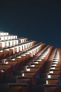 Lit up boxes at the korean pavilion at expo 2020 in dubai.