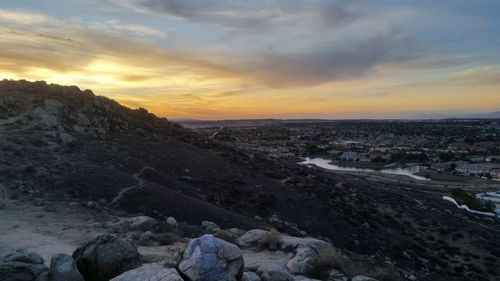 Scenic view of sea at sunset