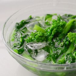 High angle view of salad in bowl on table