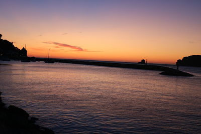 Scenic view of sea during sunset