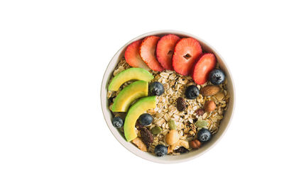 Directly above shot of breakfast served in bowl