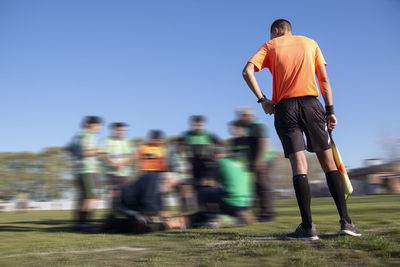 Portrait of referee in soccer game