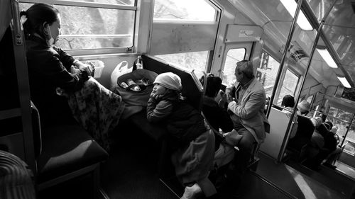 Group of people traveling in bus