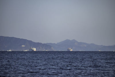 Scenic view of sea against clear sky