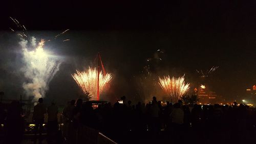 Firework display at night