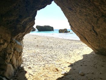 Scenic view of beach against sky