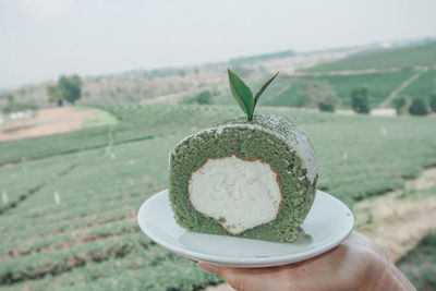 Close-up of hand holding bread
