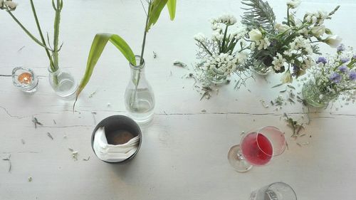 Flower vase on table