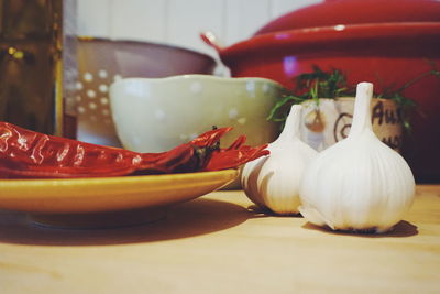 Close-up view of table