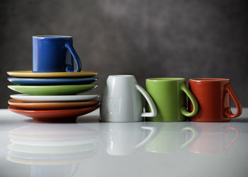 Close-up of coffee cup on table