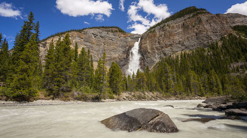 Scenic view of waterfall