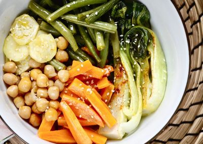 High angle view of meal served in plate