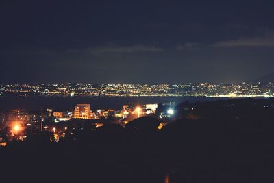 Illuminated cityscape at night