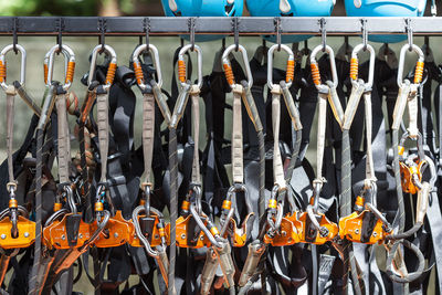 Harness hanging from hooks