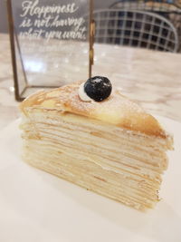 High angle view of dessert on table