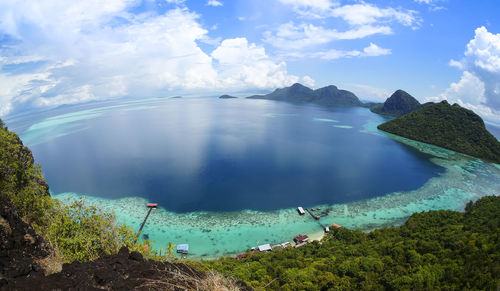 High angle view of sea against sky