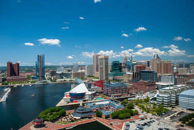 High angle view of buildings in city