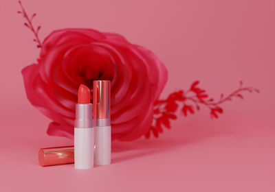 Close-up of pink flowers on table