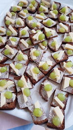 High angle view of chocolate cake on table