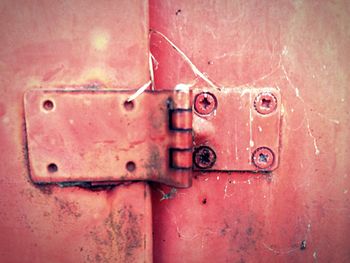 Close-up of rusty metal door