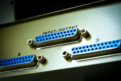 Close-up of ports on equipment