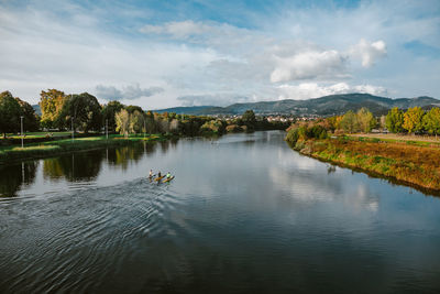 Scenic view of lake against sky