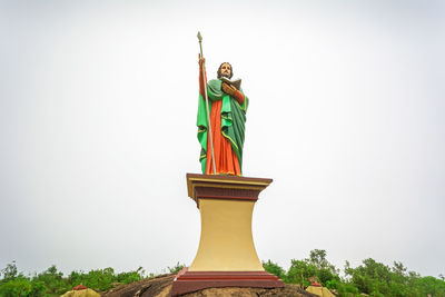 Low angle view of statue against the sky