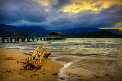 Scenic view of beach against sky