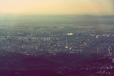 High angle view of townscape against sky