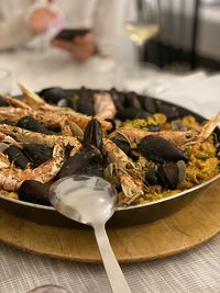 Close-up of ice cream in plate on table