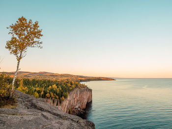 Scenic view of sea against clear sky