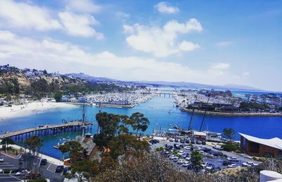 View of harbor against sky