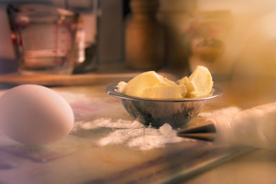 Close-up of food on table