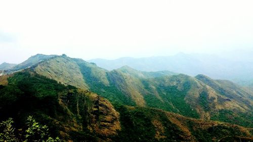 Scenic view of mountains against clear sky