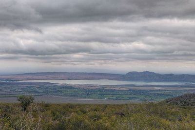 Scenic view of land against sky
