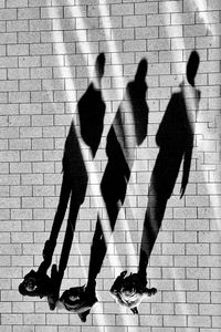 High angle view of people walking on zebra crossing