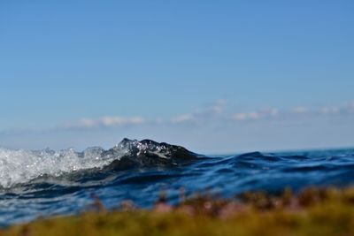 Scenic view of sea against blue sky