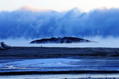 Scenic view of sea against cloudy sky