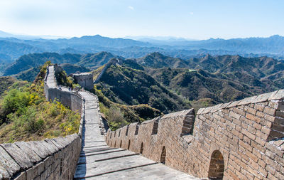 View of fort against mountain range