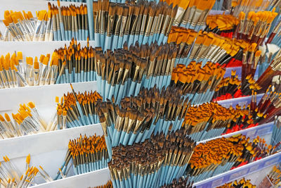 Full frame shot of multi colored umbrellas at market stall