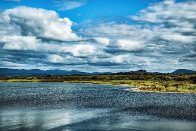 Scenic view of lake against sky