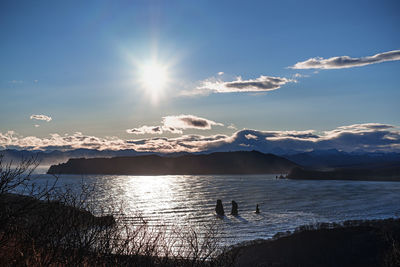 Scenic view of lake against sky