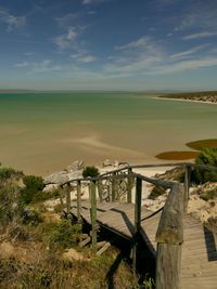 High angle view of beach against sky